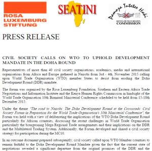 Press release: Civil society calls on WTO to uphold development mandate