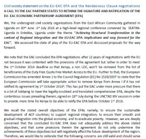 Statement: Civil society statement on the EU-EAC EPA