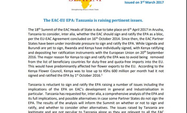 STATEMENT: THE EAC- EU EPA: TANZANIA IS RAISING PERTINENT ISSUES